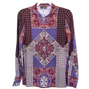 NWT Crosby Boho Style Paisley Print Long Sleeves Shirt Size M